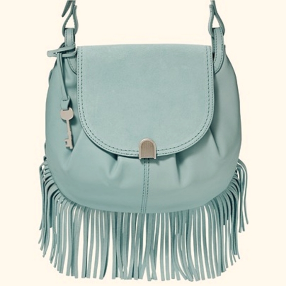 Fossil Handbags - FOSSIL GIGI TEAL FRINGE LEATHER CROSSBODY BAG!